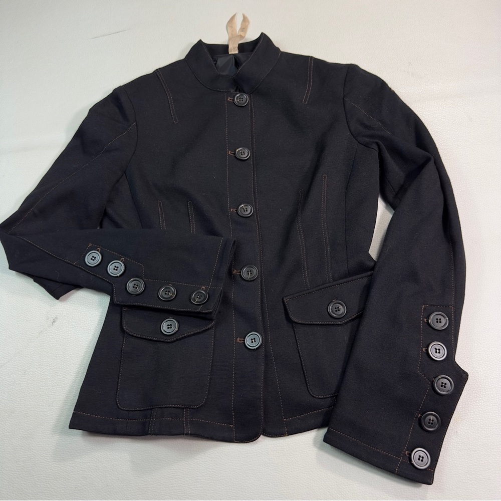Bailey 44 Black Military Style Blazer Jacket Rayon Stretch